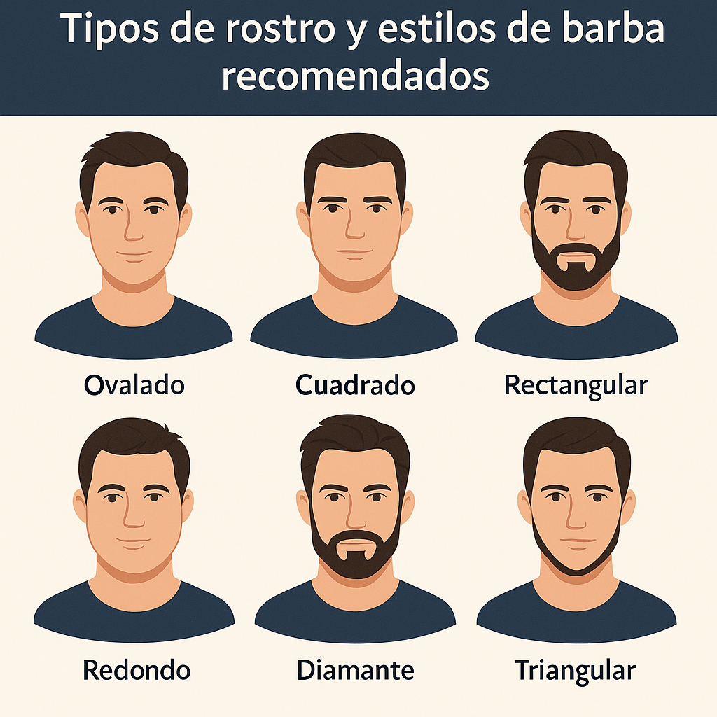 tipos de rostro y estilos de barba recomendados