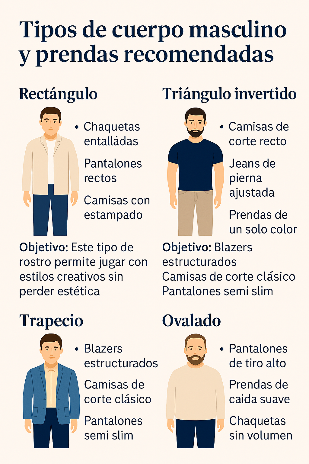 tipos de cuerpo masculino y prendas recomendadas